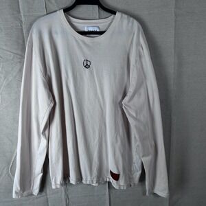 CHNGE Organic Cotton Peace Quote Long Sleeve Graphic Tee Cream XXL